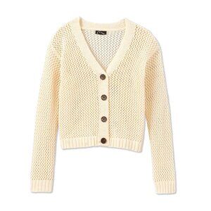 NWT Ivory Waffle-Knit Crochet Cardigan Sweater - Girls M (7/8) - Art Class Tops